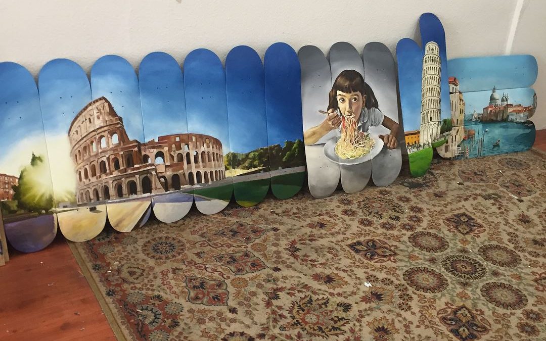 Peintures italiennes sur skateboard